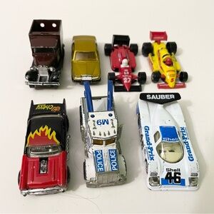 Lot of 7 Matchbox Cars Police Tow Truck 57 Chevy Ford Cobb F1 Racer
